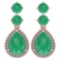 Certified 5.17 Ctw Emerald And Diamond 14k Rose Gold Halo Dangling Earrings