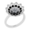0.28 Ctw i2/i3 Treated Fancy Black and White Diamond 14K White Gold Bypass Style Engagement Ring