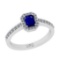 0.77 Ctw SI2/I1 Blue Sapphire And Diamond 14K White Gold Engagement Ring