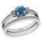 2.50 Ctw I2/I3 Aquamarine And Diamond 14K White Gold Wedding Set Ring