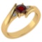 Certified 0.48 Ctw Garnet And Diamond 14k Yellow Gold Ring