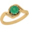 0.74 Ctw SI2/I1 Emerlad And Diamond 14K Yellow Gold Ring