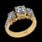 3.05 Ctw VS/SI1 Diamond 14K Yellow Gold three Stone Ring