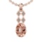 5.22 Ctw SI2/I1 Morganite And Diamond 14K Rose Gold Vintage Style Necklace