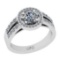 1.35 Ctw SI2/I1 Gia Certified Center Diamond 14K White Gold Engagement Halo Ring