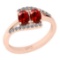 1.18 Ctw I2/I3 Red Sapphire And Diamond 14K Rose Gold Ring