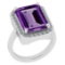 Certified 5.74 Ctw Amethyst And Diamond I1/I2 14K White Gold Vintage Anniversary Ring