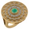1.34 Ctw I2/I3 Emerald And Diamond 14K Yellow Gold Antique Style Wedding Ring