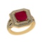 3.22 Ctw SI2/I1 Ruby and Diamond 14K Yellow Gold Double Ring