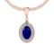 4.20 Ctw SI2/I1 Blue Sapphire And Diamond 14K Rose Gold Necklace