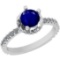 0.75 Ctw SI2/I1 Blue Sapphire And Diamond 14K White Gold Ring