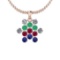 Certified 1.80 Ctw VS/SI1 Emerald , Ruby, Blue Sapphire And Diamond 14K Rose Gold Necklace