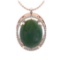 37.85 Ctw SI2/I1 Green Aquamarine And Diamond 14K Rose Gold Vintage Style Pendant