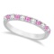 Diamond and Pink Sapphire Ring Guard Stackable 14k White Gold 0.32ctw