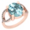 5.76 Ctw VS/SI1 Aquamarine And Diamond 14K Rose Gold Ring