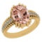 4.69 Ctw SI2/I1 Morganite And Diamond 14K Yellow Gold Vintage Style Ring