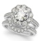 Certified 1.75 Ctw SI2/I1 Diamond 14K White Gold Engagement Halo Ring