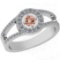 0.65 Ctw SI2/I1 Morganite And Diamond 14K White Gold Vintage Style Ring