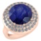 Certified 7.30 Ctw Blue Sapphire And Diamond Ladies Fashion Halo Ring 14k Rose Gold (VS/SI1) MADE IN