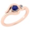 Certified 0.28 Ctw Blue Sapphire And Diamond 14K Rose Gold Solitaire Ring (VS/SI1) MADE IN USA
