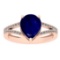 2.67 Ctw SI2/I1 Blue Sapphire And Diamond 14K Rose Gold Ring
