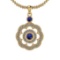 1.03 Ctw SI2/I1 Blue Sapphire And Diamond 14K Yellow Gold Pendant Necklace