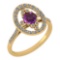 Certified 0.73 Ctw Amethyst And Diamond Ladies Fashion Halo Ring 14k Yellow Gold (VS/SI1) MADE IN US