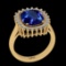 5.34 Ctw VS/SI1 Tanzanite and Diamond 14K Yellow Gold Vintage Style Ring