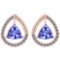 Certified 1.32 Ctw VS/SI1 Tanzanite and Diamond 14K Rose Gold Stud Earrings