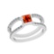 0.56 Ctw SI2/I1 Orange Sapphire And Diamond 14K White Gold Ring