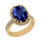 Certified 6.81 Ctw VS/SI1 Tanzanite And Diamond 14k Yellow Gold Vintage Style Ring