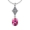 Certified 2.36 Ctw VS/SI1 Pink Sapphire And Diamond 14K White Gold Pendant Necklace