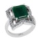 5.84 Ctw SI2/I1 Emerald And Diamond 14K White Gold Vintage Style Wedding Ring