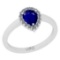 0.91 Ctw SI2/I1 Blue Sapphire And Diamond 14K White Gold Engagement Ring