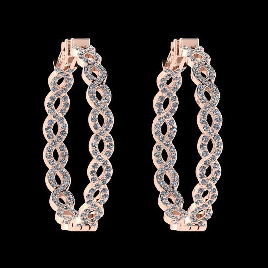 1.88 Ctw i2/i3 Diamond 14K Rose Gold Hoop Earrings