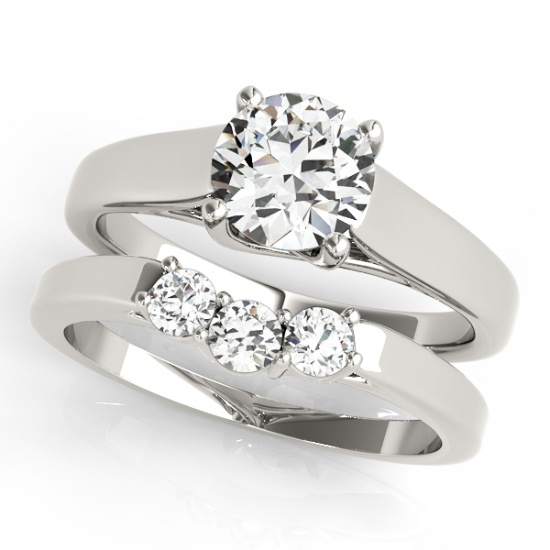 Certified 1.05 Ctw SI2/I1 Diamond 14K White Gold Bridal Wedding set Ring
