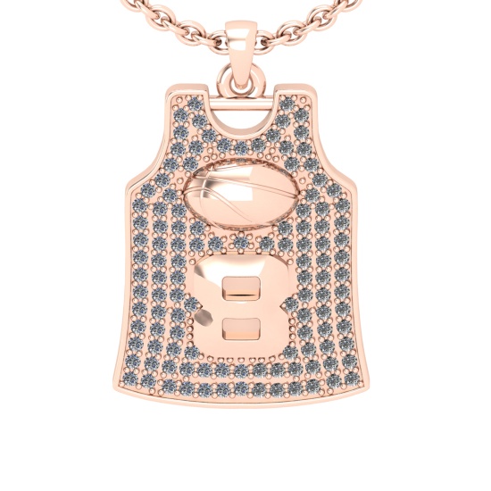 0.59 Ctw SI2/I1 Diamond 14K Rose Gold football theme Jersey pendant necklace