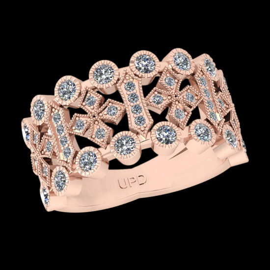 0.72 Ctw VS/SI1 Diamond 14K Rose Gold Vintage Style Engagement Ring