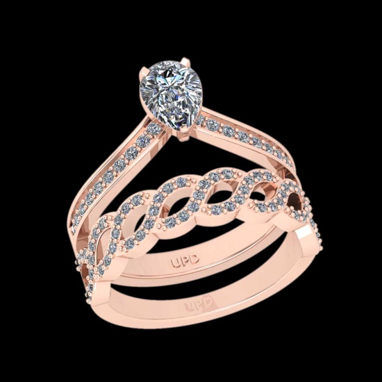 1.20 Ctw SI2/I1 Diamond 10K Rose Gold Engagement set Ring