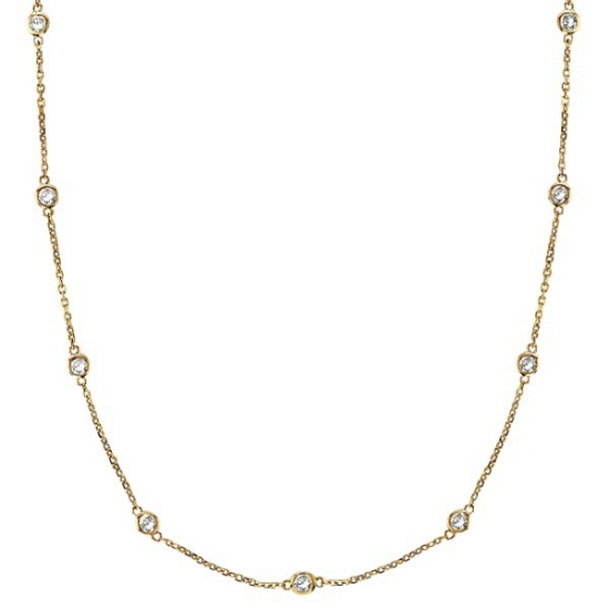 Station Bezel-Set Necklace in 14k Yellow Gold 0.33 ctw