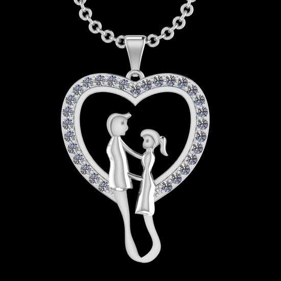 0.75 Ctw SI2/I1 Diamond 14K White Gold valentine's day theme pendant necklace