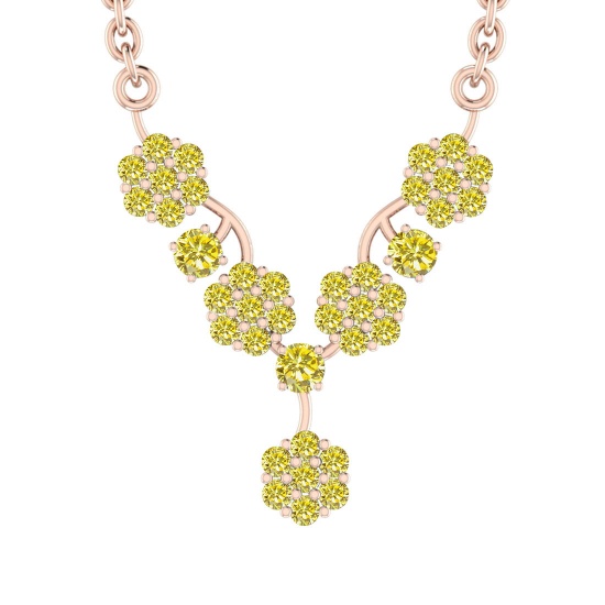 1.97 Ctw Treated fancy Yellow Diamond 14K Rose Gold Pendant Necklace