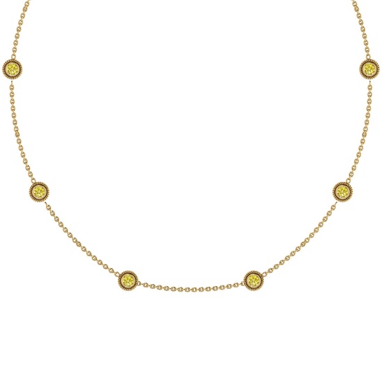 0.30 Ctw i2/i3 Treated Fancy Yellow Diamond 14K Yellow Gold Yard Necklace