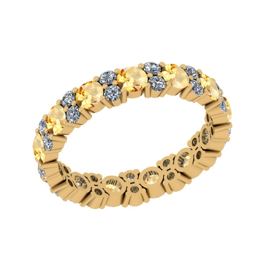 2.21 Ctw SI2/I1 Citrine And Diamond 14K Yellow Gold Eternity Band Ring