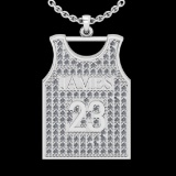 0.52 Ctw SI2/I1 Diamond 14K White Gold Basketball theme Pendant Necklace