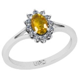 0.64 Ctw I2/I3 Yellow sapphire And Diamond 14K White Gold Promises Ring