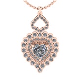 0.69 Ctw Diamond 14K Rose Gold Pendant Necklace