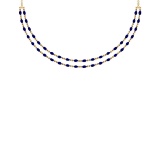 10.50 Ctw Blue sapphire 14K Yellow Gold Double layer Necklace