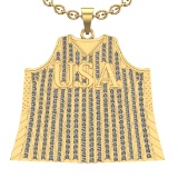 3.65 Ctw SI2/I1 Diamond 14K Yellow Gold football theme Jersey pendant necklace