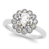Certified 0.75 Ctw SI2/I1 Diamond 14K White Gold Engagement Halo Ring
